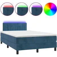 Syfax Boxspringbett mit Matratze & LED Dunkelblau 120x200 cm Samt