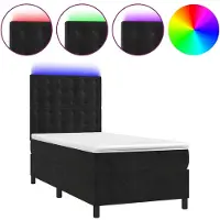 Syfax Boxspringbett mit Matratze & LED Schwarz 90x190 cm Samt