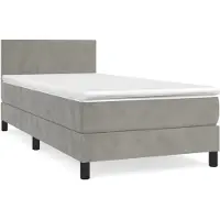 Syfax Boxspringbett mit Matratze Hellgrau 90x200 cm Samt