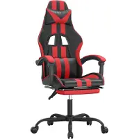 vidaXL Gaming-Stuhl mit Fußstütze Drehbar Schwarz & Rot Kunstleder