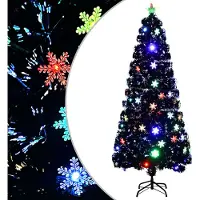Syfax Weihnachtsbaum mit LED-Schneeflocken Schwarz 180 cm Fiberoptik