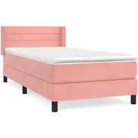 Syfax Boxspringbett mit Matratze Rosa 90x190 cm Samt