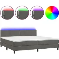 Syfax Boxspringbett mit Matratze & LED Dunkelgrau 200x200 cm Samt