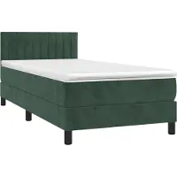 Syfax Boxspringbett mit Matratze Dunkelgrün 100x200 cm Samt