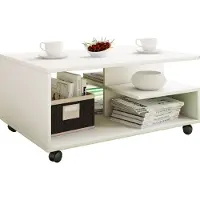 VCM Holz Couchtisch schlicht | Sofatisch Rollen | Maße ca. H. 41 x B. 80 x T. 50 cm | rollbar Kaffeetisch - Stango L