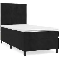 Syfax Boxspringbett mit Matratze Schwarz 90x190 cm Samt