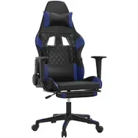 vidaXL Gaming-Stuhl mit Massage & Fußstütze Schwarz & Blau Kunstleder