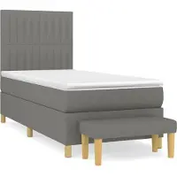 Syfax Boxspringbett mit Matratze Dunkelgrau 90x190 cm Stoff