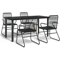 vidaXL 5-tlg. Garten-Essgruppe Schwarz PVC Rattan