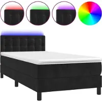 Syfax Boxspringbett mit Matratze & LED Schwarz 80x200 cm Samt