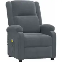 Syfax Massagesessel Dunkelgrau Samt mit manueller Liegefunktion, Vibrationsfunktion, 6-Punkt-Massage, 70x98x93 cm