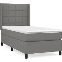 Syfax Boxspringbett mit Matratze Dunkelgrau 90x190 cm Stoff