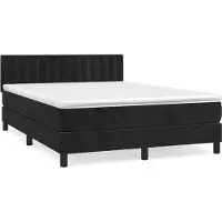 Syfax Boxspringbett mit Matratze Schwarz 140x190 cm Samt