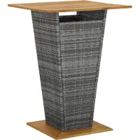 Syfax Bartisch Grau 80x80x110 cm Poly Rattan und Massivholz Akazie