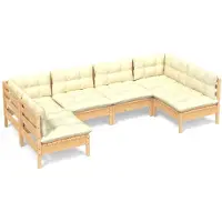 vidaXL 6-tlg. Garten-Lounge-Set mit Creme Kissen Massivholz Kiefer