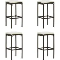 vidaXL "im Angebot" Barhocker mit Kissen 4 Stk. Braun Poly Rattan - Barhocker CC6035