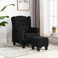 Prolenta Maison Exclusive - Sessel mit Fußhocker Schwarz Stoff