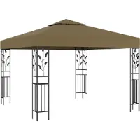 Syfax Gartenpavillon Taupe 3 x 3 m mit floralen Details