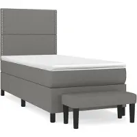 Syfax Boxspringbett mit Matratze Dunkelgrau 100x200 cm Stoff