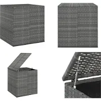 vidaXL Garten Kissenbox PE Rattan 100x97,5x104 cm Grau - Kissenbox - Kissenboxen - PE-Rattan-Kissenbox - Aufbewahrungsbox