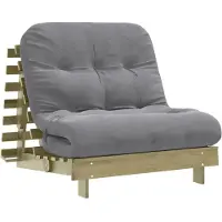 Syfax Futon Schlafsofa mit Matratze 90x206x11 Kiefernholz Imprägniert