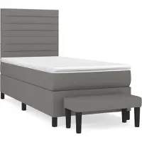 Syfax Boxspringbett mit Matratze Dunkelgrau 100x200 cm Stoff