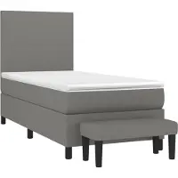 Syfax Boxspringbett mit Matratze Dunkelgrau 90x190 cm Stoff
