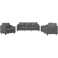 vidaXL 3-tlg. Sofagarnitur mit Kissen Dunkelgrau Stoff