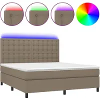 Syfax Boxspringbett mit Matratze & LED Taupe 180x200 cm Stoff