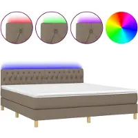 Syfax Boxspringbett mit Matratze & LED Taupe 180x200 cm Stoff