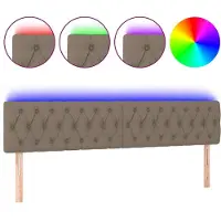 Syfax LED Kopfteil Taupe 200x7x78/88 cm Stoff