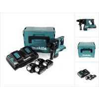 Makita DHR 280 PT4J 2 x 18 V 36 V Li-Ion Akku Bohrhammer Brushless 28 mm für SDS-PLUS im Makpac + 4 x 5,0 Ah Akku + Doppelladegerät