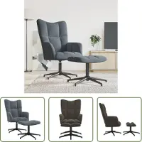 The Living Store Relaxsessel mit Hocker Dunkelgrau Samt
