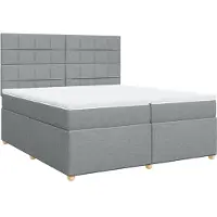 Syfax Boxspringbett mit Matratze Hellgrau 200x200 cm Stoff