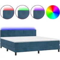 Syfax Boxspringbett mit Matratze & LED Dunkelblau 180x200 cm Samt