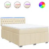 Syfax Boxspringbett mit Matratze Creme 140x200 cm Stoff