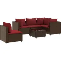 vidaXL 6-tlg. Garten-Lounge-Set mit Kissen Braun Poly Rattan