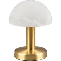 TRIO Tischlampe - Weiß - Messingfarben - Glas - Metall - H 21 cm - Touchfunktion