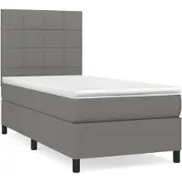 Syfax Boxspringbett mit Matratze Dunkelgrau 90x190 cm Stoff