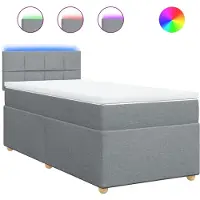 Syfax Boxspringbett mit Matratze Hellgrau 100x200 cm Stoff