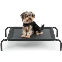 Lionto Hundeliege, bequemes Outdoor Hundebett mit Netzgewebe, erhöht, luftig & wetterfest, 75x47 cm, schwarz