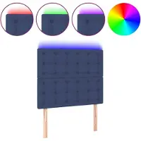 Syfax LED Kopfteil Blau 90x5x118/128 cm Stoff