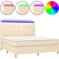 Syfax Boxspringbett mit Matratze & LED Creme 160x200 cm Stoff