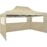 Syfax Faltzelt Pop-Up mit 4 Seitenteilen 3 x 4,5 m Cremeweiß