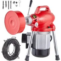 Vevor Rohrreinigungsmaschine 66 Fuß x 5/8 Zoll, 250 W elektrische Rohrreinigungsmaschine mit manueller Zufuhr – mit 2 Stahlkabeln, 7 Schneidern und CW/CCW-Steuerung für 1,6" bis 4" Rohre