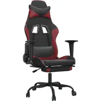 vidaXL Gaming-Stuhl mit Massage & Fußstütze Schwarz Weinrot Kunstleder