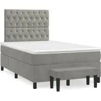 Syfax Boxspringbett mit Matratze Hellgrau 120x200 cm Samt