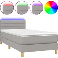 Syfax Boxspringbett mit Matratze & LED Hellgrau 80x200 cm Stoff