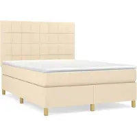 Syfax Boxspringbett mit Matratze Creme 140x200 cm Stoff