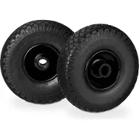 Relaxdays Sackkarrenrad Set, pannensicher, 3.00-4 Vollgummireifen, Stahlfelge, 25 mm Achse, 100 kg, 260x85mm, schwarz